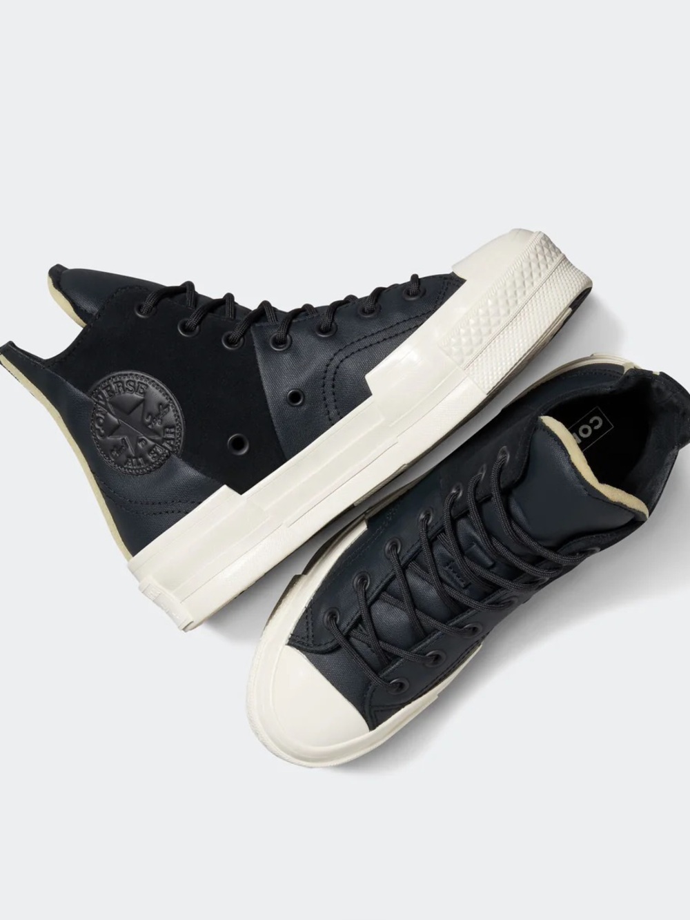 Black High-Top Casual Sneakers with Cream Sole